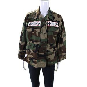 Icons Women's Collared Long Sleeves Button Up Camouflage Jacket Size S